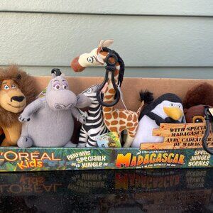 Dreamworks Madagascar Plush Lot Merman Mary Alex Gloria Penguin 2005 New w/ Box